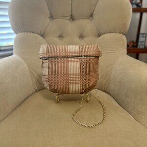 VTG Auth MEYERS USA Genuine Leather Circa 1980's  Plaid Convertible Clutch Bag